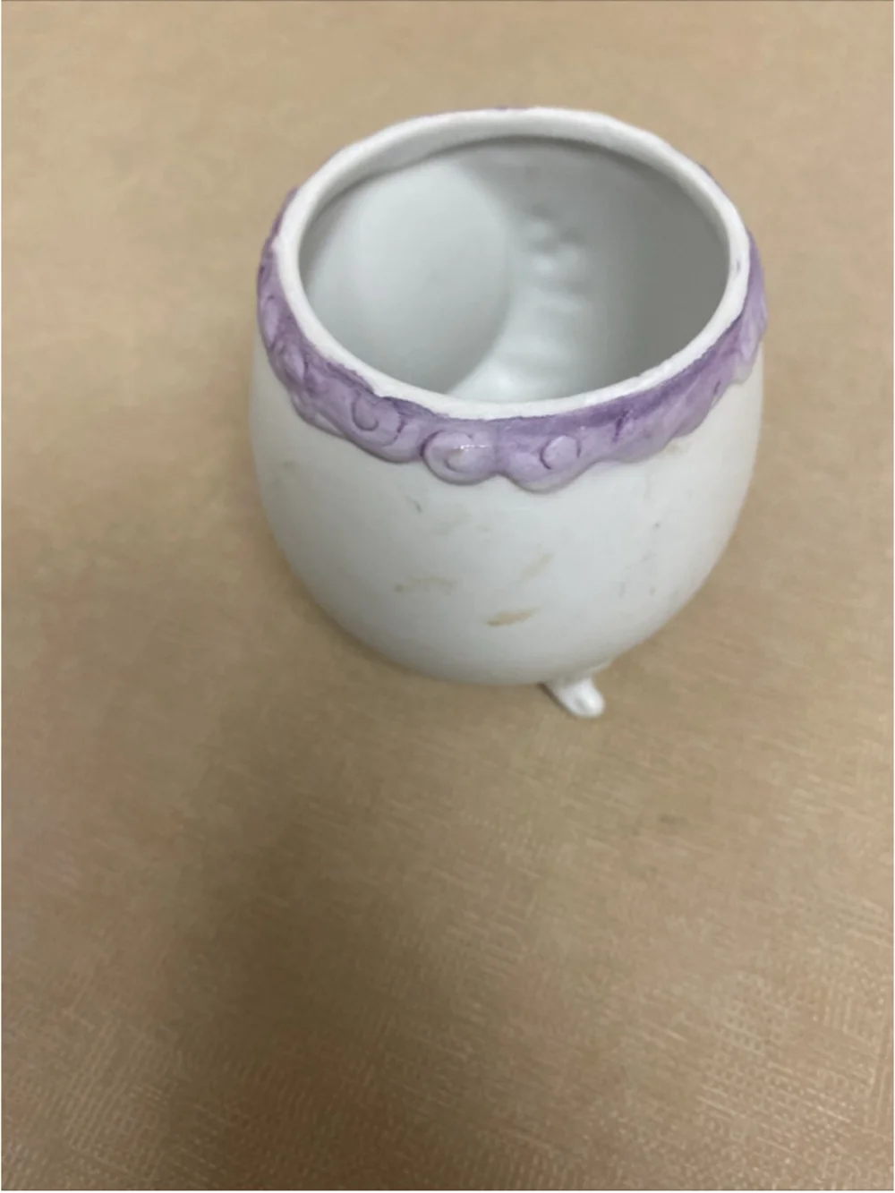 Vintage Lefton Bisque Easter Egg Planter With 3D Chick 01468